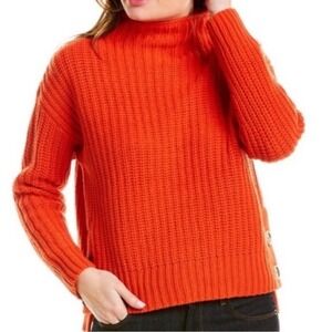 Madewell‎ Women's Ribbed Mock Neck Sweater Orange S Chunky Knit Cozy Fall Style
